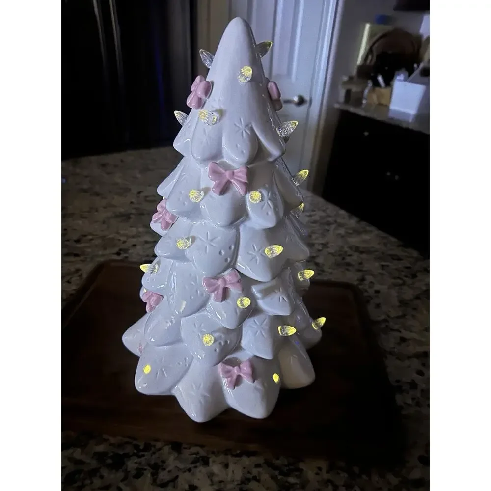 Gorgeous LED White Ceramic Christmas Lights Up